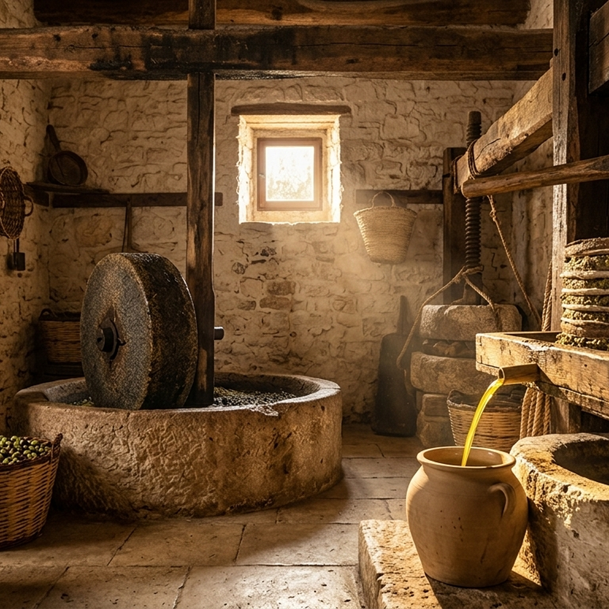 Traditional olive oil extraction